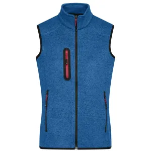 James & Nicholson Pánska vesta z pleteného fleecu JN774 - Kráľovsky modrý melír / červená | M