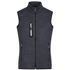James & Nicholson Pánska vesta z pleteného fleecu JN774 - Tmavošedý melír / strieborná | XL