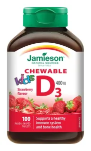 JAMIESON - Vitamín D3 Kids 400 IU tablety na cmúľanie s príchuťou jahody pre deti 100 tbl