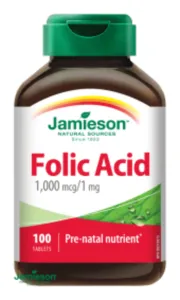 Jamieson Kyselina listová 1000 mikrogramov (Folic acid) 100 tabliet #1555503