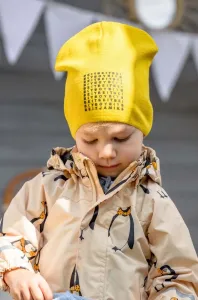 Detská bavlnená čiapka Jamiks ARAGORN žltá farba biela, z tenkej pleteniny, bavlnená #8450809