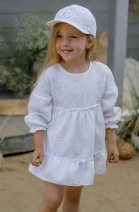 Detská bavlnená čiapka Jamiks SANTIA biela farba, s nášivkou