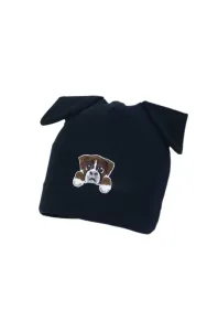 Detská čiapka Jamiks čierna farba biela, z tenkej pleteniny, #206353