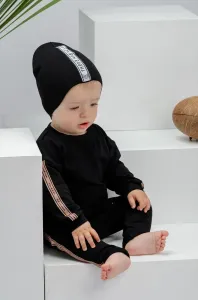 Detská čiapka Jamiks čierna farba biela, z tenkej pleteniny, #206359