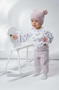 Detská čiapka Jamiks ružová farba biela, z hrubej pleteniny, #2563420