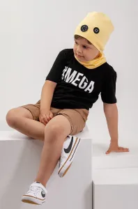 Detská čiapka Jamiks žltá farba biela, z tenkej pleteniny, #209244