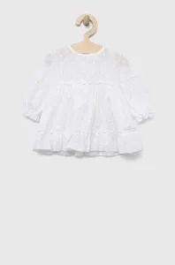 Detské bavlnené šaty Jamiks biela farba, mini, áčkový strih