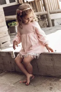 Detské bavlnené šaty Jamiks ružová farba, mini, áčkový strih #8642479