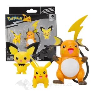 Jazwares Pokémon akčné figúrky Pichu, Pikachu a Raichu 5 - 7 cm