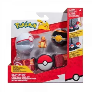 Jazwares Pokémon Clip and Go set Charmander s páskem - Luxury ball + Premier ball