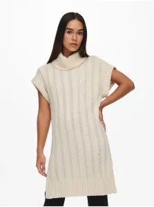 Cream sweater long vest with turtleneck JDY Fara - Women