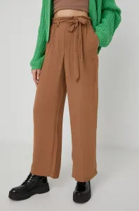 Nohavice JDY dámske, hnedá farba, široké, vysoký pás #7520090