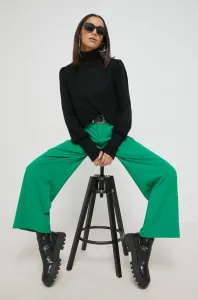 Nohavice JDY dámske, zelená farba, široké, vysoký pás #7123249