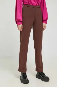 Nohavice JDY geggo dámske, hnedá farba, rovné, stredne vysoký pás #9276247