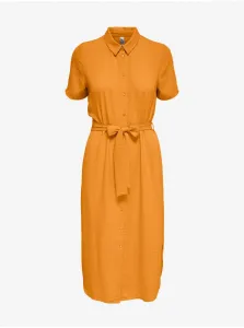 Oranžové dámske košeľové midi šaty JDY Rachel