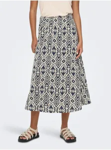 Blue and Cream Women's Patterned Midi Skirt JDY Dora - Women #6644758