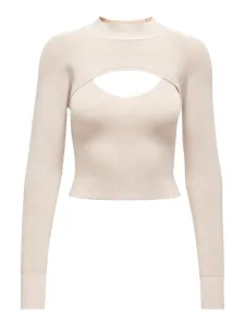 Béžový rebrovaný sveter/top 2v1 Jacqueline de Yong Sibba #628631