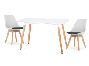 Biely jedálenský set 1+2, stôl BERGEN 100 + stolička BALI MARK