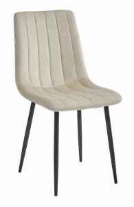 Béžová zamatová stolička LAVA s čiernymi nohami