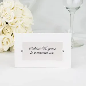 Pozvánka svadobná biela s kamienkami 8 ks