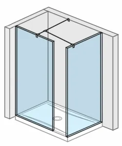 Jika Pure - Walk in do rohu 795 mmx800 mm na sprchovú vaničku 140 cmx80 cm, vrátane dvoch bočných profilov a vzpery, s úpravou Jika Perla Glass, 800 m
