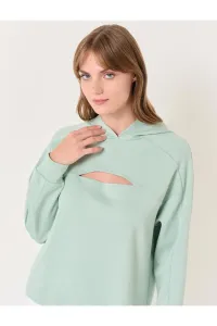 Jimmy Key Mint Green Long Sleeve Hooded Low-cut Sweatshirt