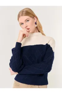 Jimmy Key Navy Blue Turtleneck Bat Sleeve Knitwear Sweater #8889461