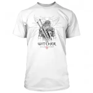 Jinx Zaklínač biele tričko Witcher 3 Sketched Geralt Premium veľ. S