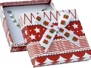 JKBOX Vianočný krabička s mašľou Red & White na strednej sadu šperkov IK022
