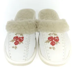 Dámske biele kožené papuče NAĎA #1791465
