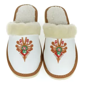 Dámske biele zateplené papuče GORAL