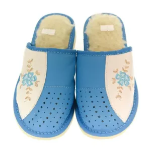 Dámske kožené modré papuče MELANY #5940881