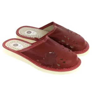 Dámske luxusné kožené červené papuče ELISA