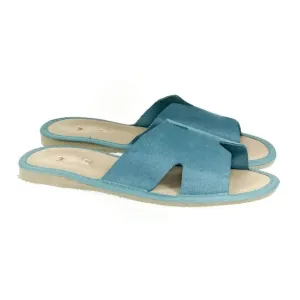 Dámske luxusné kožené modré papuče CARMEL