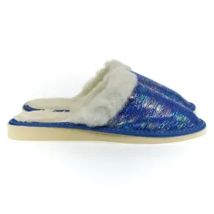 Dámske modré trblietavé papuče LEJKA #7811743