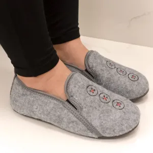 Dámske sivé filcové zateplené papuče EVINA