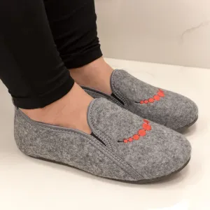 Dámske sivé filcové zateplené papuče SIMONA