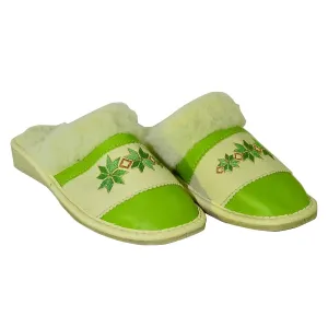 Dámske zeleno-béžové papuče  ALENA #6876833