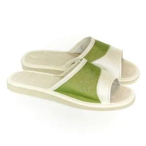 Dámske zeleno-béžové papuče LISA