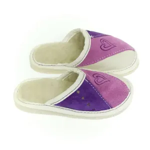 Detské kožené fialové papuče HERTA 25-35 #8009050