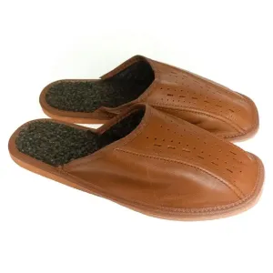 Pánske kožené hnedé papuče FILIP #1785591