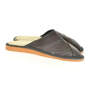 Pánske sivé kožené papuče EDIK #6173828