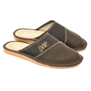 Pánske tmavo-hnedé papuče VIPMEN #6125610