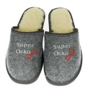 Pánske zateplené sivé filcové papuče SUPER OCKO