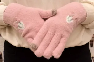 Dámske ružové zimné rukavice MATJIA #1784264