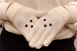 Detské béžové zimné rukavice 6-12Y ELLIE