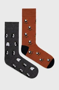 Ponožky John Frank (2-pack) pánske, šedá farba