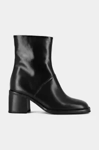Kožené členkové topánky Jonak DIOUMA CUIR dámske, čierna farba, na podpätku, 3300216 #8766365