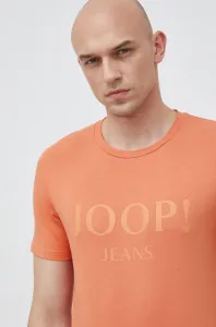 Bavlnené tričko Joop! oranžová farba, s potlačou