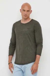 Bavlnené tričko s dlhým rukávom Joop! šedá farba, vzorované